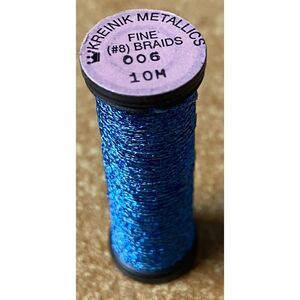 Kreinik #8 Fine Braid Metallic Thread - 10m - 006 Blue